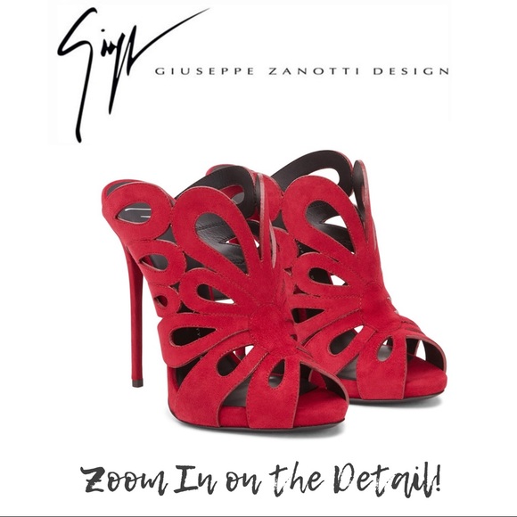 GIUSEPPE ZANOTTI Red Open Toe Mules - NEW - Picture 6 of 8
